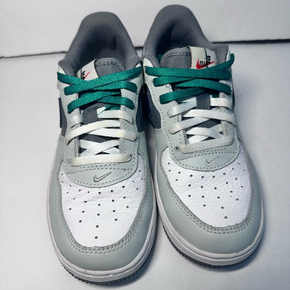 Kids' Nike Gray and Blue Air Force 1 Sneakers - Picture 2 of 8